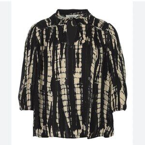 ba&sh Black & Cream Abstract Print Blouse | Size M (US 6)